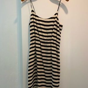 JCrew silk black and off white stripe silk dress